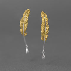 Sterling Silver Earrings - Feather Drop