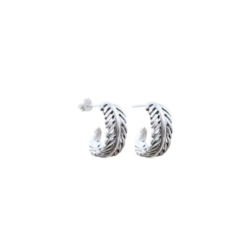Sterling Silver Earrings - Forever Fern Hoops (Treasured Always)
