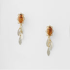 Sterling Silver Earrings - Oval Crystal with Leaves