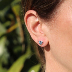 Sterling Silver Earrings - Paua Shell Heart