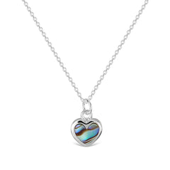 Sterling Silver Necklace - Paua Heart