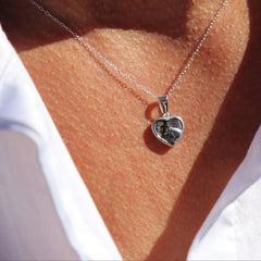 Sterling Silver Necklace - Paua Heart Kiwi