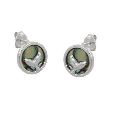 Sterling Silver Paua Whale Studs