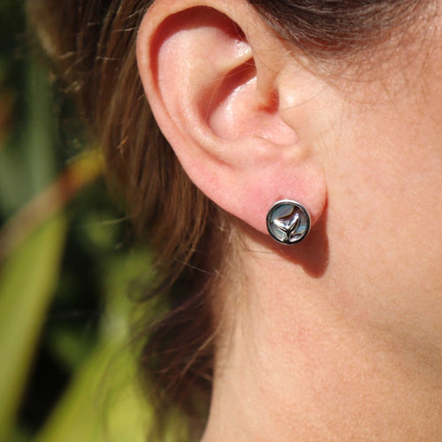 Sterling Silver Paua Whale Studs