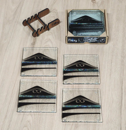 NZ Made Te Maunga Glass Coasters - Pack of 4