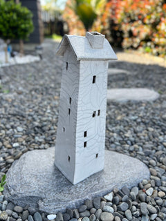 Tealight House - Ceramic Raku House White