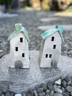 Tealight House - Ceramic Raku House Green Small