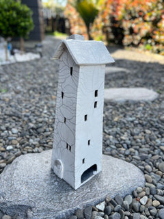 Tealight House - Ceramic Raku House White