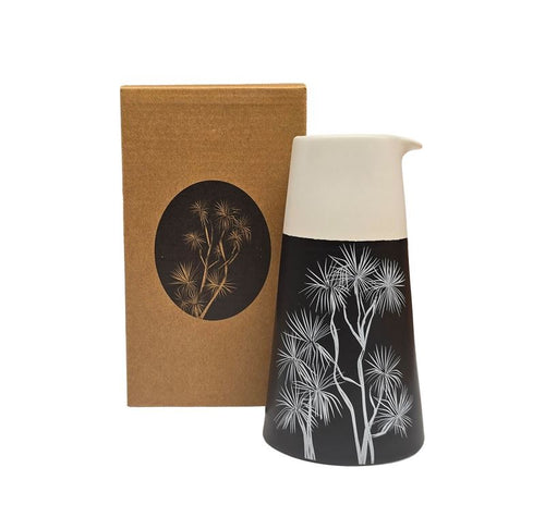 Ti Kouka White On Black - Porcelain Jug