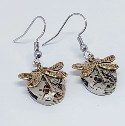 Timepiece Earrings - Dragonflies or Bees