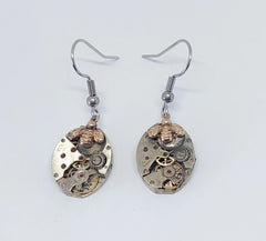Timepiece Mixed Metal Earrings - Tiny Golden Bees