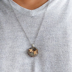 Timepiece Pendant With 2 Tiny Golden Bees Mini