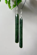 Greenstone / Pounamu Long Earrings Matt 100mm
