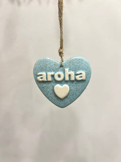 Ceramic Hanging Heart Bluesand Mini