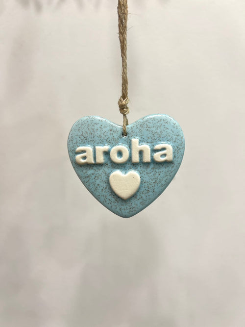 Ceramic Hanging Heart Bluesand Mini