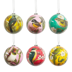 Box of 6 NZ Native Bird Christmas Baubles