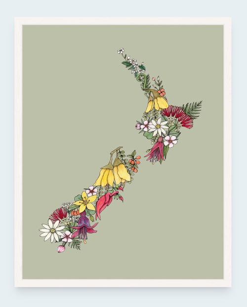 White Box Frame - NZ Flora 17.5x12.5cm