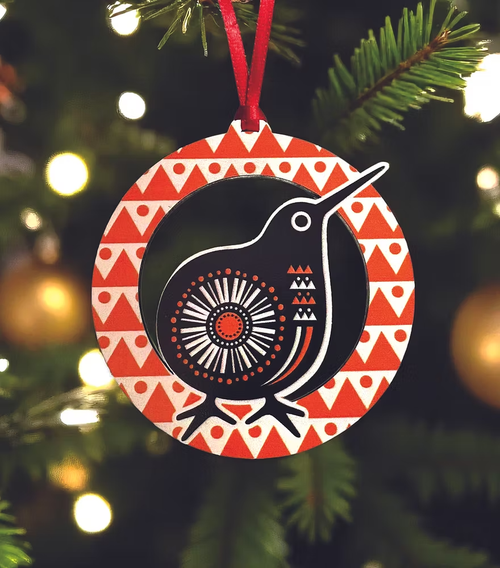 Wooden Xmas Decoration Set of 4 - Retro