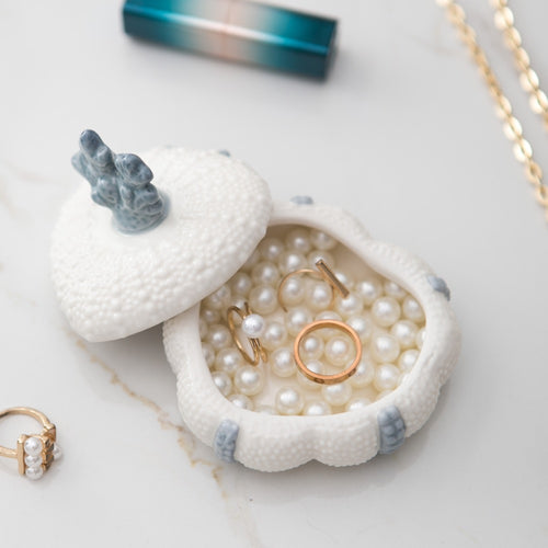 Ceramic Trinket Bowl & Lid - Coral Heart