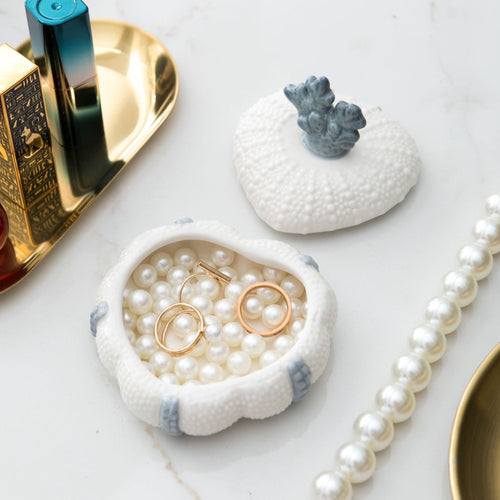 Ceramic Trinket Bowl & Lid - Coral Heart