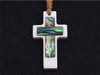 Bone and Paua Cross Pendant