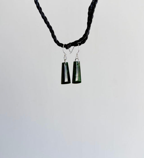 NZ Greenstone / Pounamu Adze Earrings