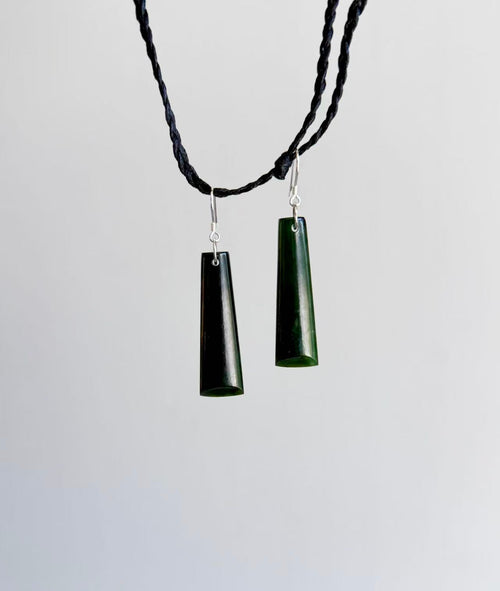 NZ Greenstone / Pounamu Adze Earrings