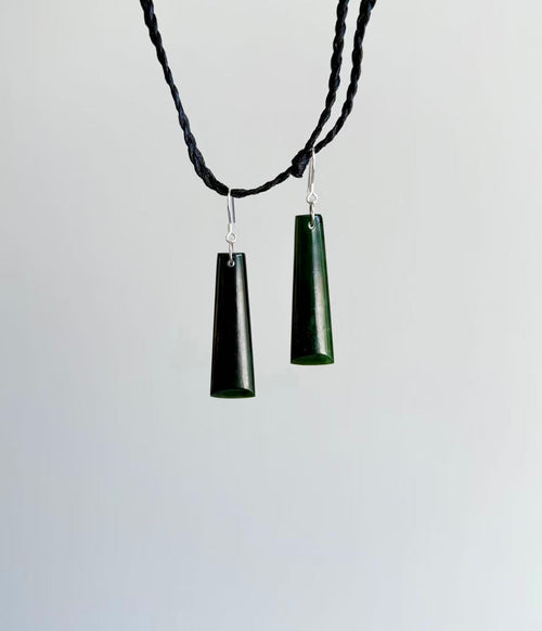 NZ Greenstone / Pounamu Adze Earrings