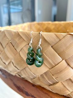 Greenstone / Pounamu Double Twist Earrings