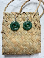 NZ Greenstone / Pounamu Earrings Close Koru