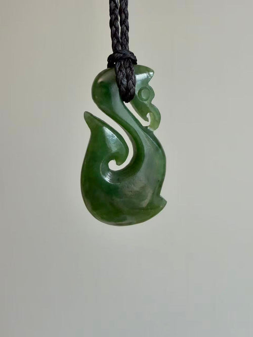 NZ Greenstone Pendant Manaia Koru 50mm