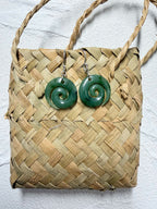 NZ Greenstone / Pounamu Earrings Open Koru 20mm