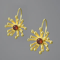 Sterling Silver Earrings - Pohutukawa Garnet