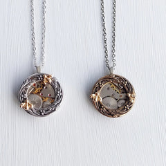 rries and Vines Wreath Pendant with Bee - Brass or Silver