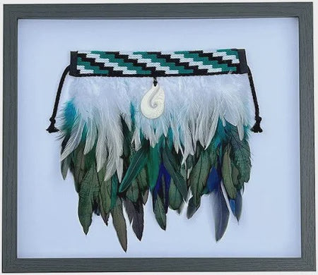 Box Framed Korowai - Paua Fish Hook