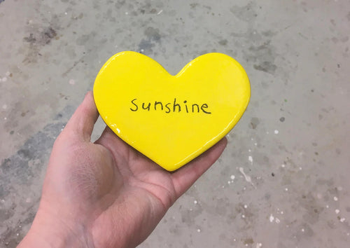 Ceramic Flat Heart Tile - Sunshine Yellow