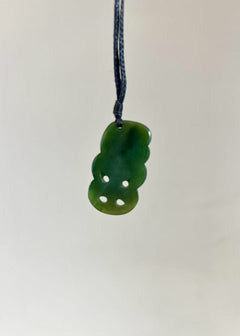 Greenstone / Pounamu Pendant - Hei Tiki W Paua Eyes back