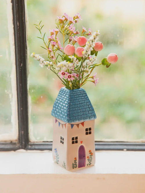 Cottage Bud Vase - Teal Cottage