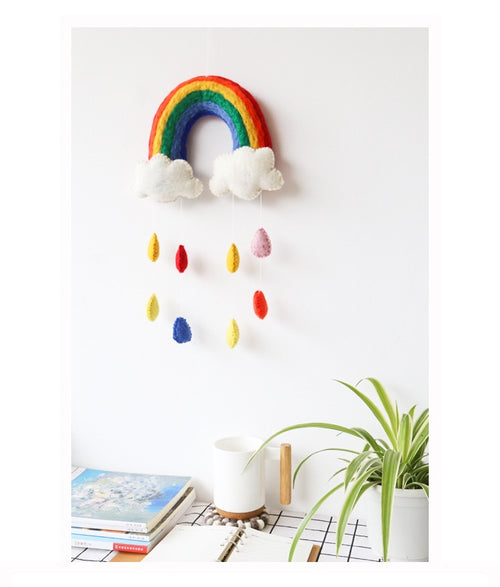 Handmade Wool Felt Rainbow & Cloud Mobile Room Hanging Wall Decor