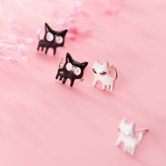 Sterling Silver Earrings - B/W Cats