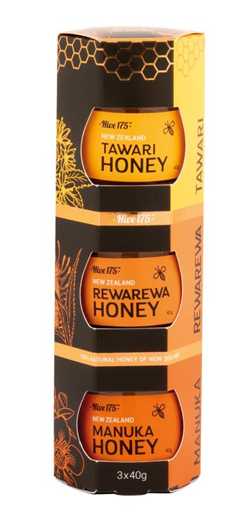 Honey Black Pack of 3 Tawari Honey Rewarewa Honey Manuka Honey