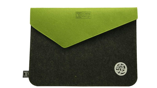 Ponga Grey & Green - Ecofelt Laptop Bag
