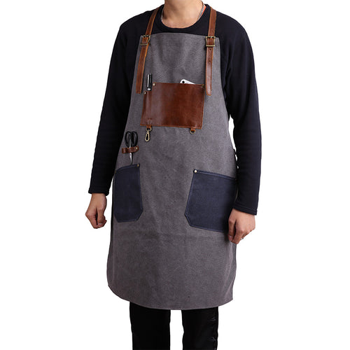 Robust Canvas Apron with Leather Trim