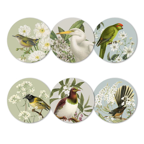 Birds & Botanicals of NZ Set of 6 Coasters