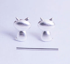 Sterling Silver Studs - Silver Cat
