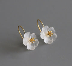 Sterling Silver Earrings - Crystal Manuka Flower Hook