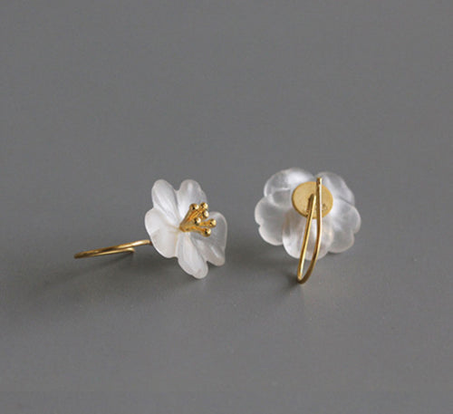 Sterling Silver Earrings - Crystal Manuka Flower Hook