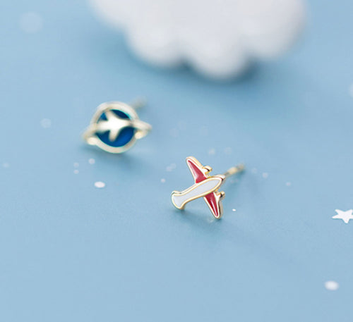 Sterling Silver Fly Me To The Moon Studs