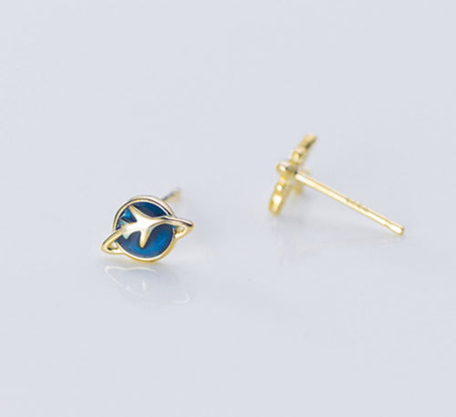 Sterling Silver Fly Me To The Moon Studs