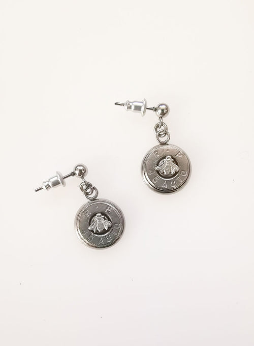 BU Slice Earrings with Tiny Symbols - silver bee